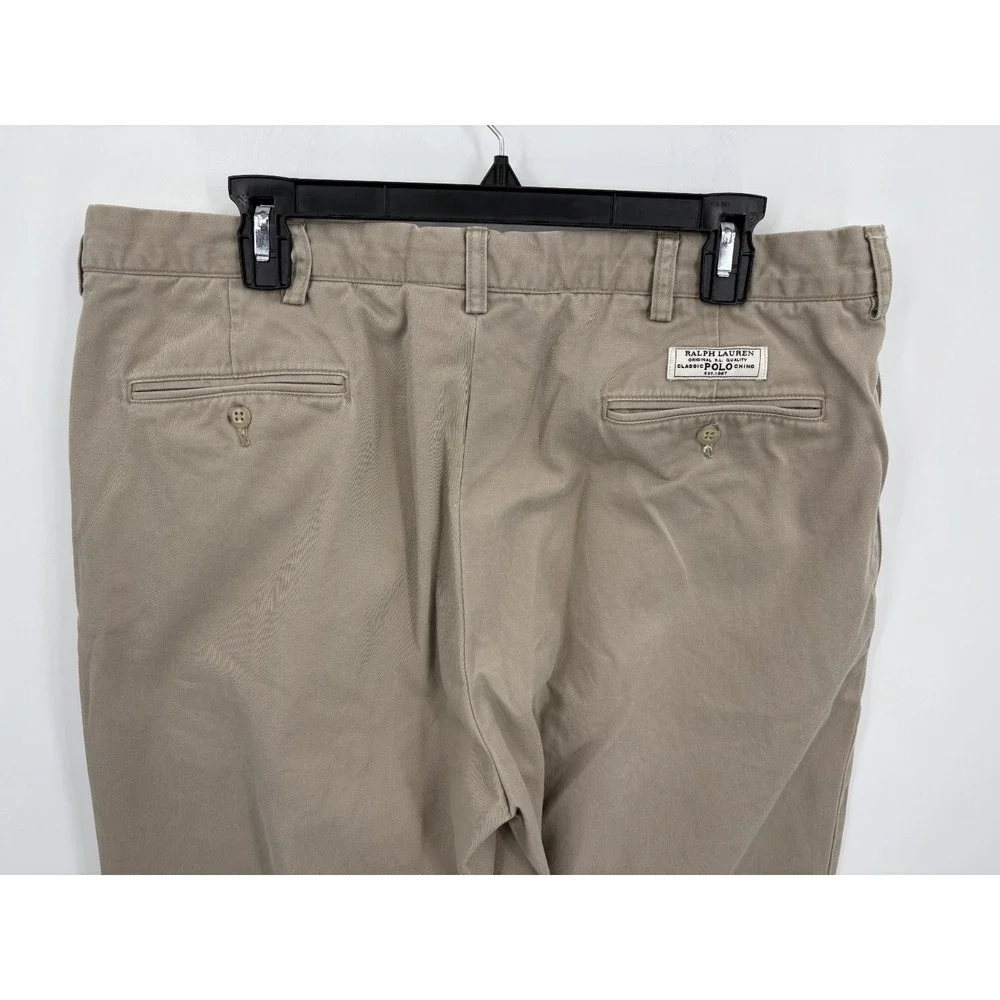 Polo Ralph Lauren VTG Men's Andrew Pant 38x31 Beige Pleated Classic Chino Pants